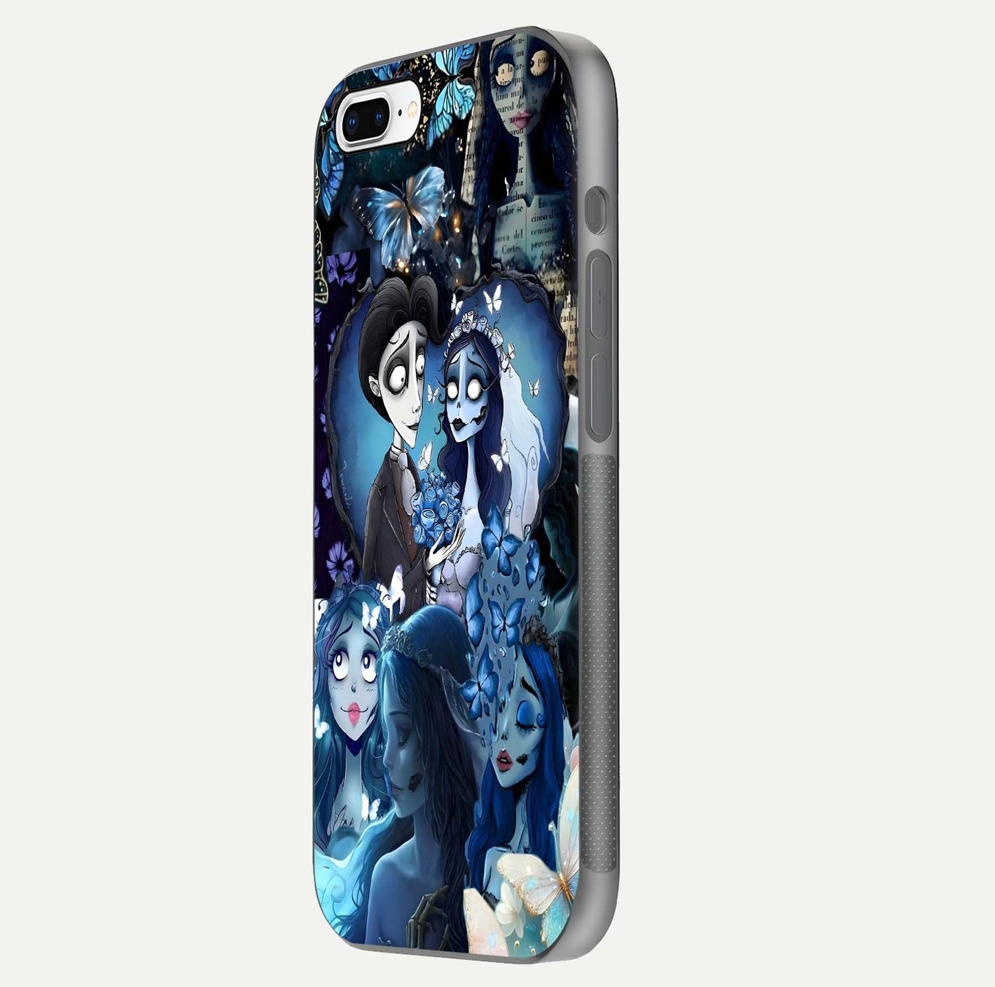 Butterfly Ghost Soul Glass Case for iPhone 8 Plus side-angle image capturing edge light and deep design tones