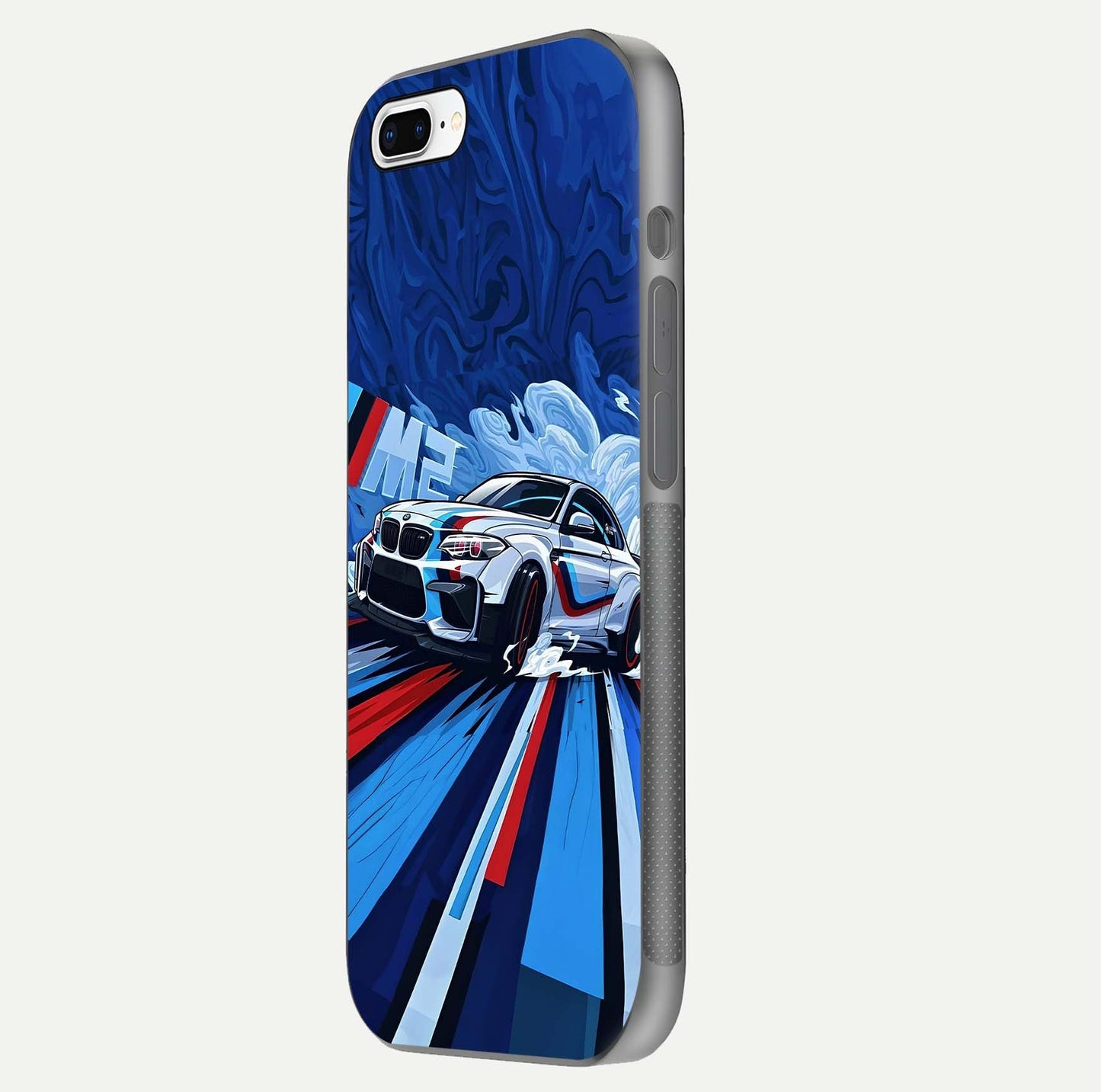 Drift Power Rush Glass Case for iPhone 8 Plus side-angle image capturing reflection glow and smooth curve