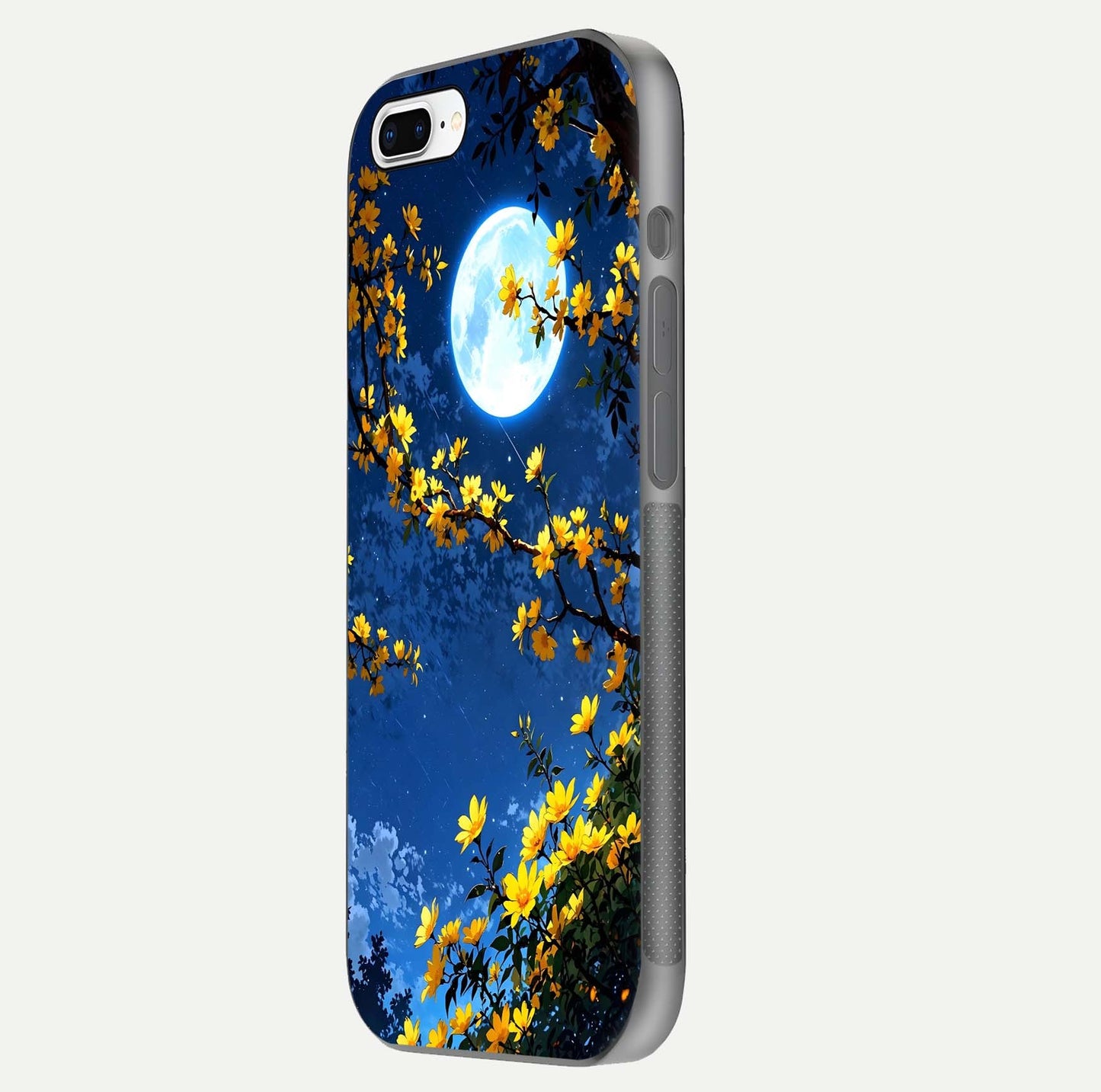 Golden Night Glow Glass Case for iPhone 8 Plus side-angle image showing reflection clarity and elegant golden tone