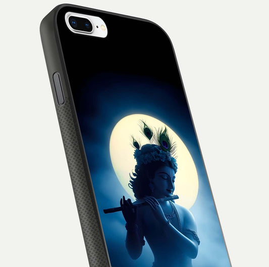 Divine Moon Flute Glass Case for iPhone 8 Plus close-up highlighting flute detail and reflection shine