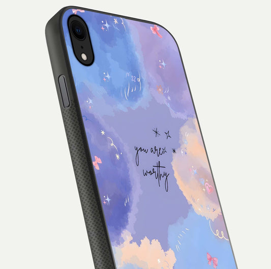 Celestial Cloud Magic Glass Case for iPhone X close-up highlighting smooth gradient and gloss surface