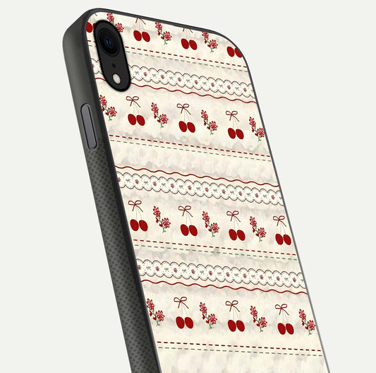Cherry Bloom Charm Glass Case for iPhone X close-up showing pink petals and reflection detail