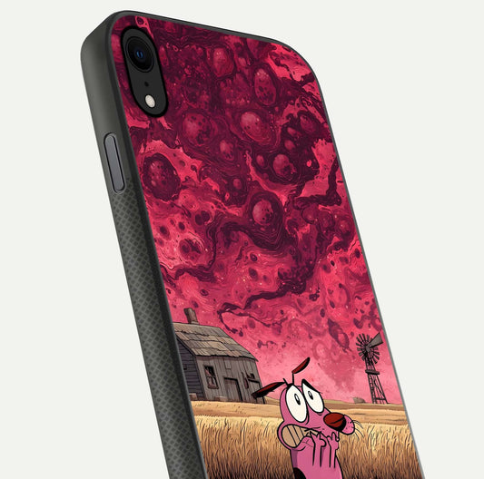 Courage Under Sky Glass Case for iPhone X close-up highlighting typography and HD reflection