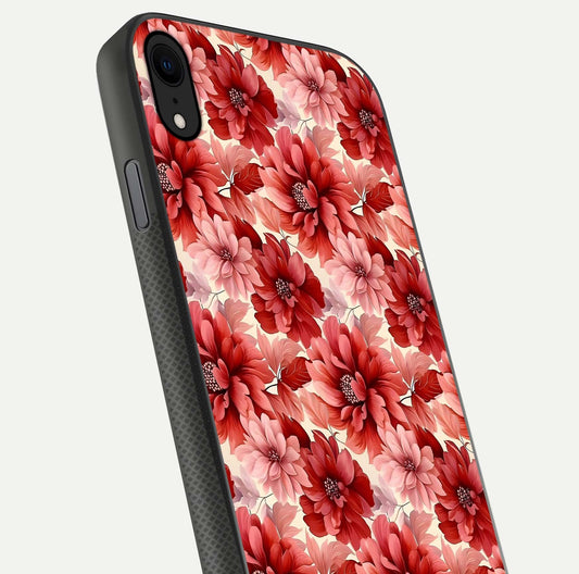 Crimson Love Petals Glass Case for iPhone X close-up highlighting petal texture and light reflection