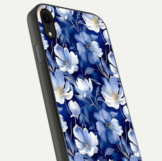 Cute Floral Patterns Glass Case for iPhone X close-up highlighting flowers and gloss reflection