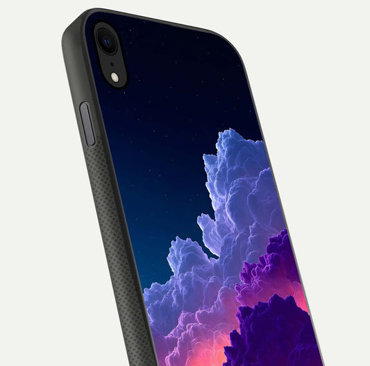 Dreamy Cloud Skies Glass Case for iPhone X close-up highlighting soft gradient tones and reflection glow