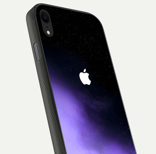 Galaxy Apple Aura Glass Case for iPhone X close-up angled shot showing aura lighting and reflection polish