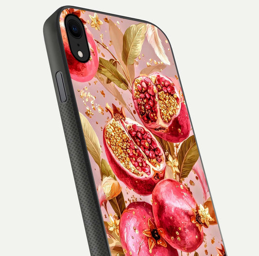 Golden Bloom Glow Glass Case for iPhone X close-up angled shot showing metallic tones and reflection brilliance