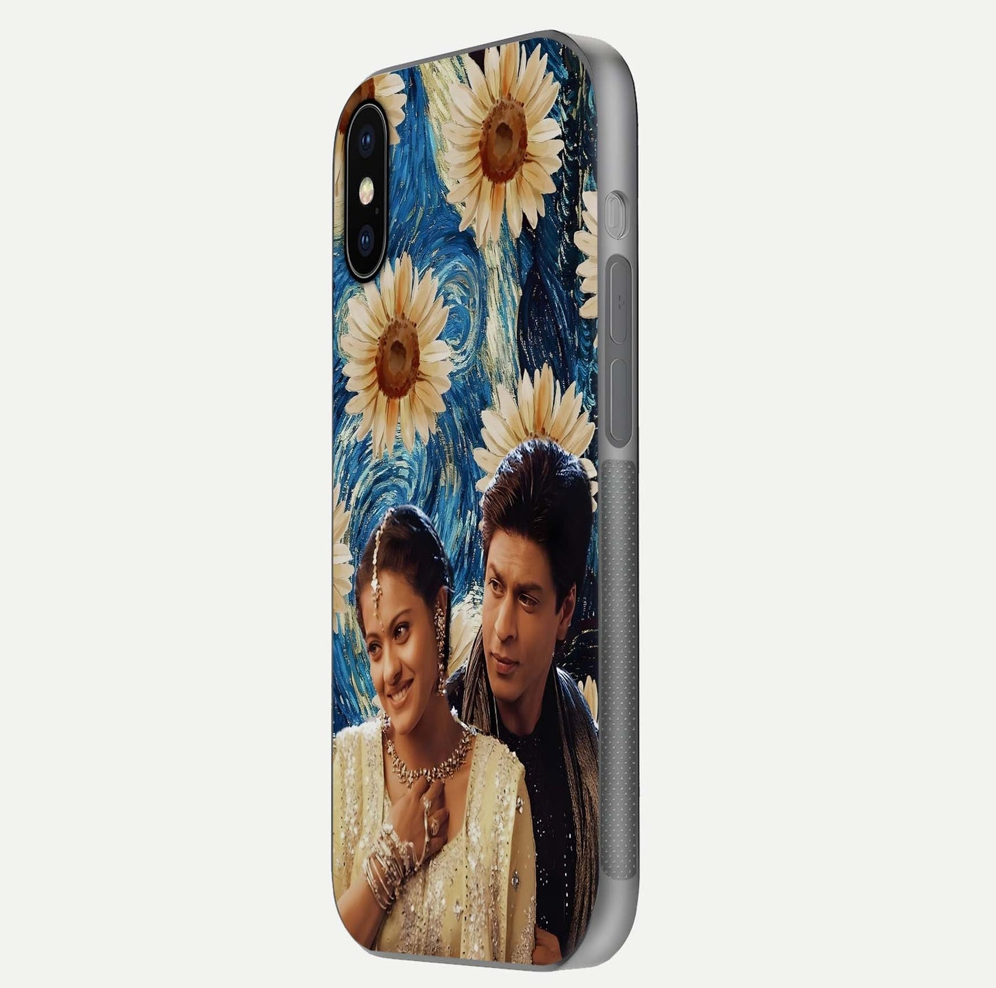 Eternal Love Story Glass Case for iPhone X side-angle photo showing curved edges and polished surface