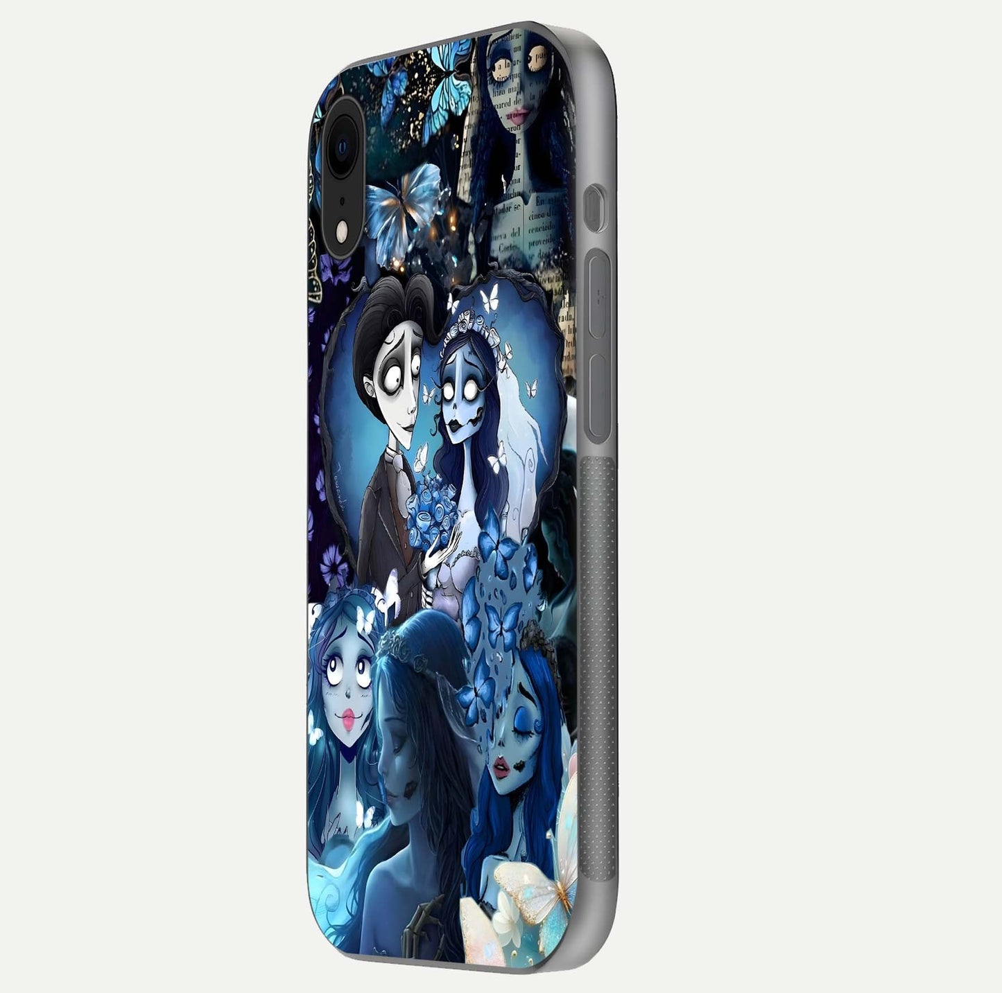 Butterfly Ghost Soul Glass Case for iPhone Xr side-angle image capturing edge light and deep design tones