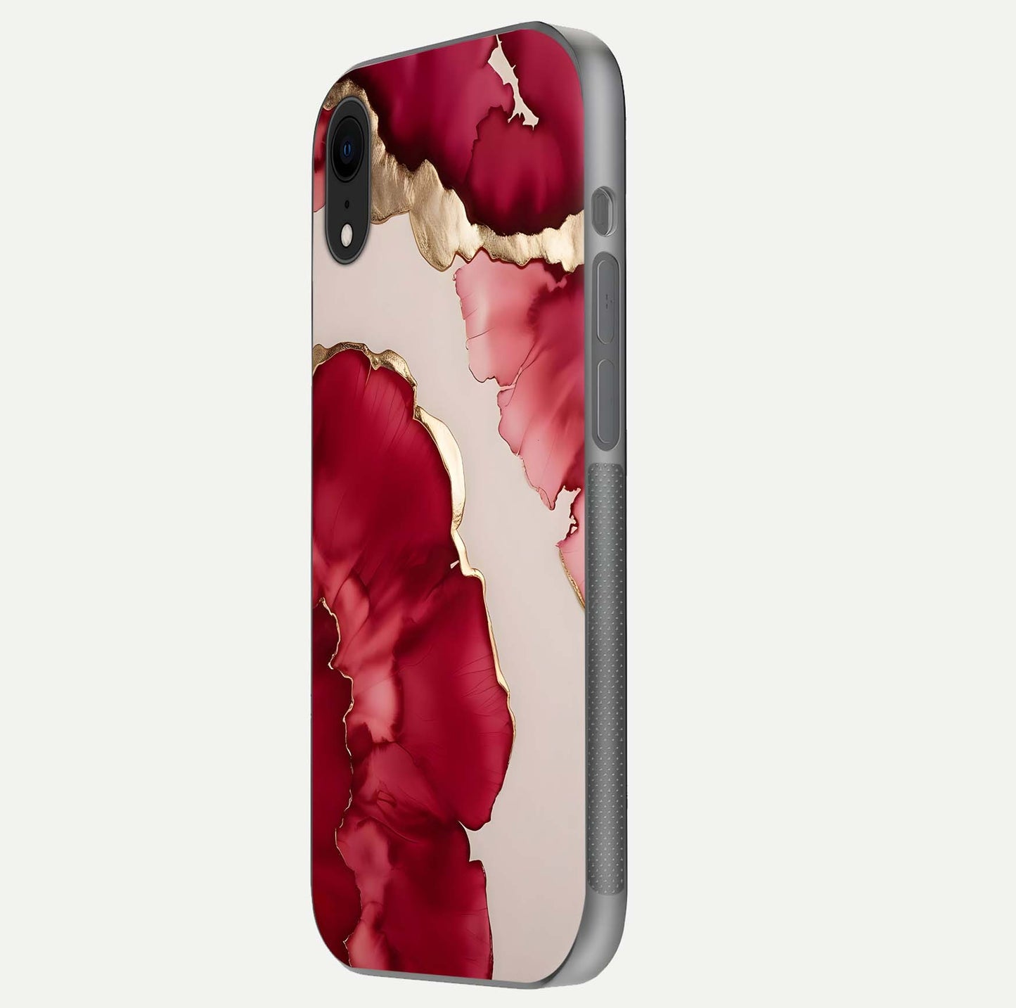 Pink & White Marble Glass Case For iPhone Xr