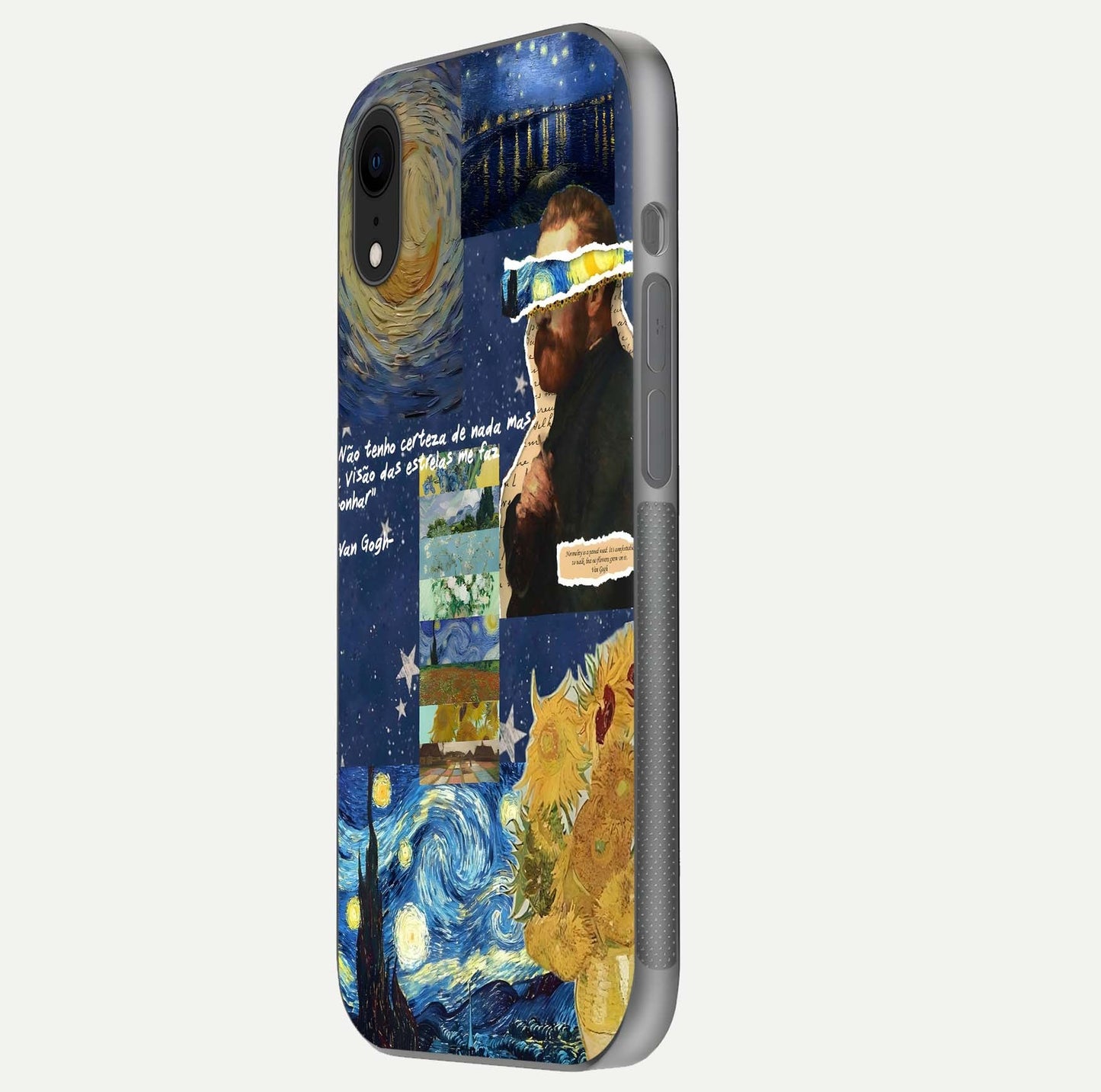 Starry Dream Vision Glass Case for iPhone Xr side-angle image showing reflection and cosmic gradient tones