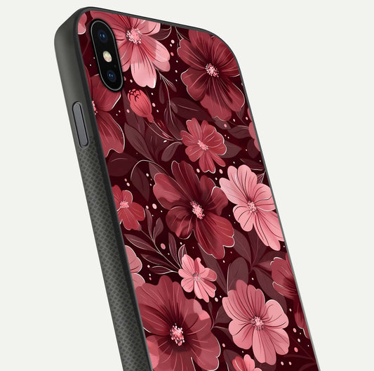 Flower Blush Bloom Glass Case for iPhone Xs close-up highlighting pastel tones and reflection clarity