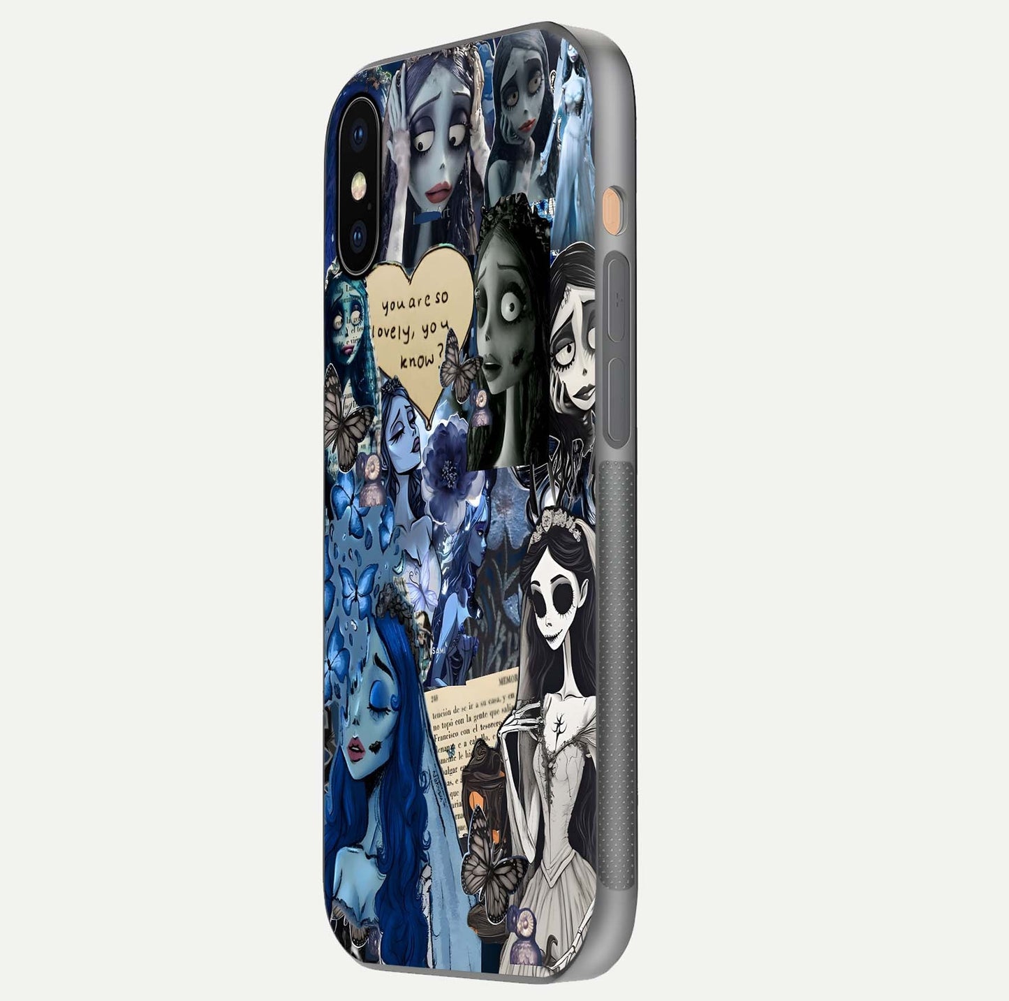 Corpse Bride Posters Glass Case for iPhone Xs side-angle image capturing gloss reflection and smooth edge