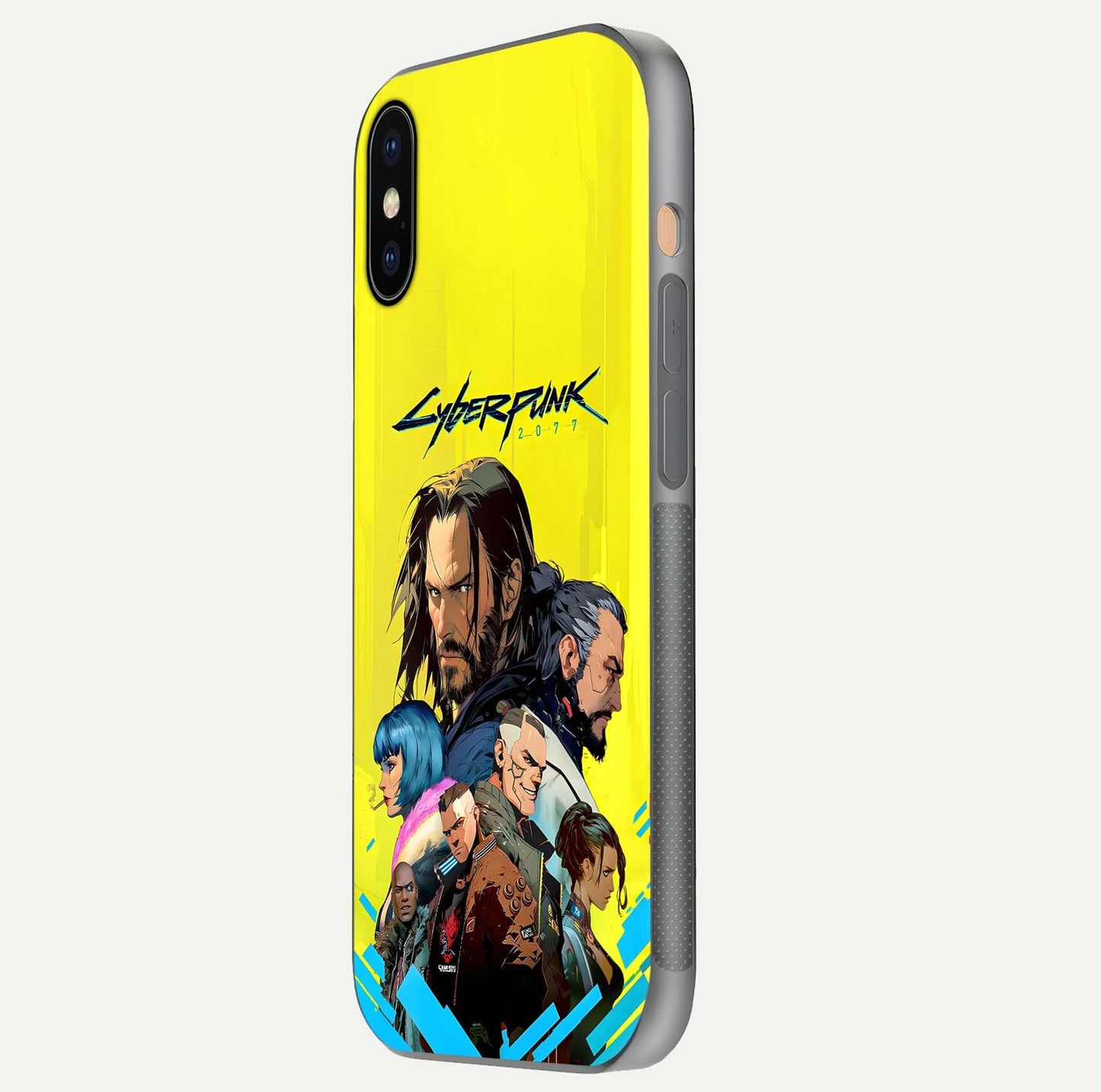 Neon Rebel Genesis Glass Case for iPhone Xs side-angle image showing gloss surface and sharp neon tone