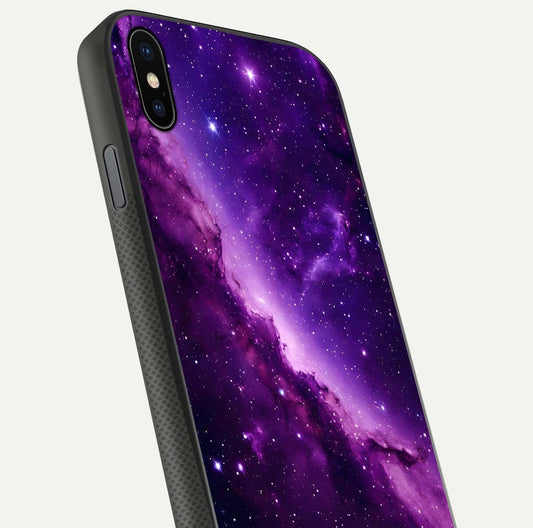 Purple Shade Sky Glass Case for iPhone Xs Max close-up angled shot highlighting color gradient and reflection