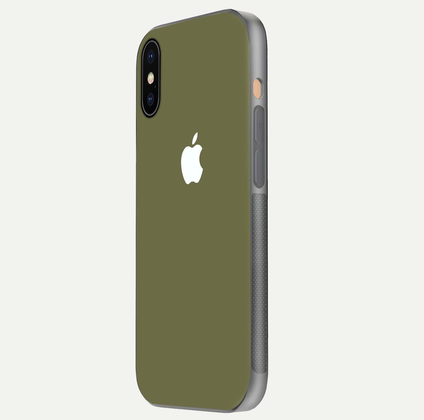 Olive Matte Essence Glass Case for iPhone Xs Max side-angle image showing soft hue and elegant smooth surface