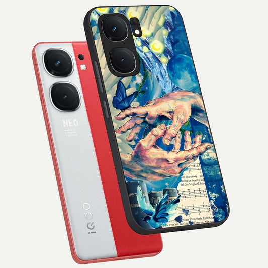 Aesthetic Divider phone case For iQOO Neo 9 Pro showing premium glass back cover with detailed artwork