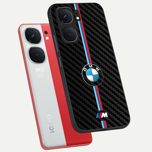 BMW Pattern phone case For iQOO Neo 9 Pro showing premium glass back cover with detailed artwork