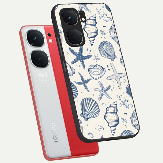 Blue Ocean Outline phone case For iQOO Neo 9 Pro showing premium glass back cover with detailed artwork