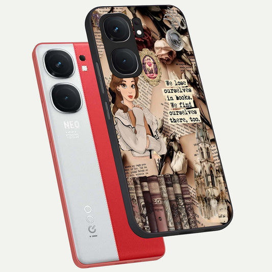 Bookish Dream World phone case For iQOO Neo 9 Pro showing premium glass back cover with detailed artwork