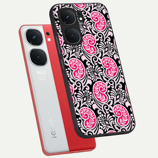 Crimson Paisley Charm phone case For iQOO Neo 9 Pro showing premium glass back cover with detailed artwork
