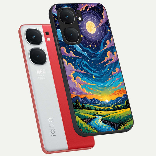 Dreamy Night Landscape phone case For iQOO Neo 9 Pro showing premium glass back cover with detailed artwork