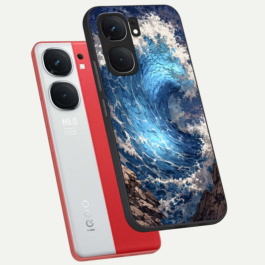 Giant Ocean Wave phone case For iQOO Neo 9 Pro showing premium glass back cover with detailed artwork
