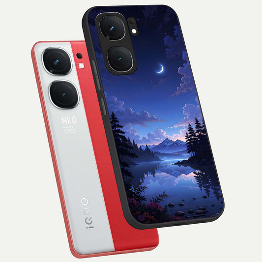 Midnight Lake Peace phone case For iQOO Neo 9 Pro showing premium glass back cover with detailed artwork