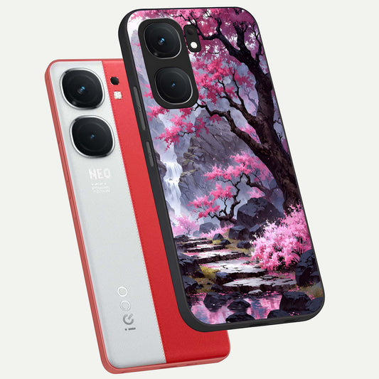 Pink Sunflower Glow phone case For iQOO Neo 9 Pro showing premium glass back cover with detailed artwork