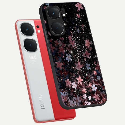 Starlit Flower Dreams phone case For iQOO Neo 9 Pro showing premium glass back cover with detailed artwork