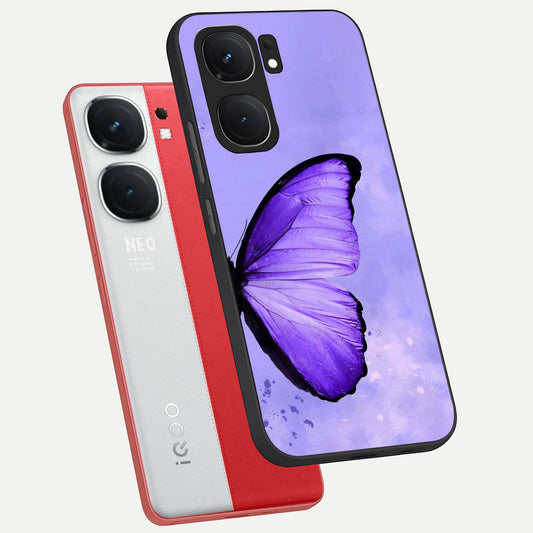 Violet Dream Wing phone case For iQOO Neo 9 Pro showing premium glass back cover with detailed artwork