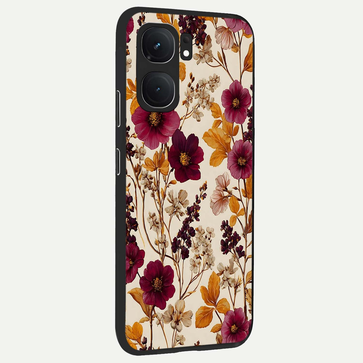 Autumn Wine Bloom back cover For iQOO Neo 9 Pro slim fit glass case with vibrant aesthetic design