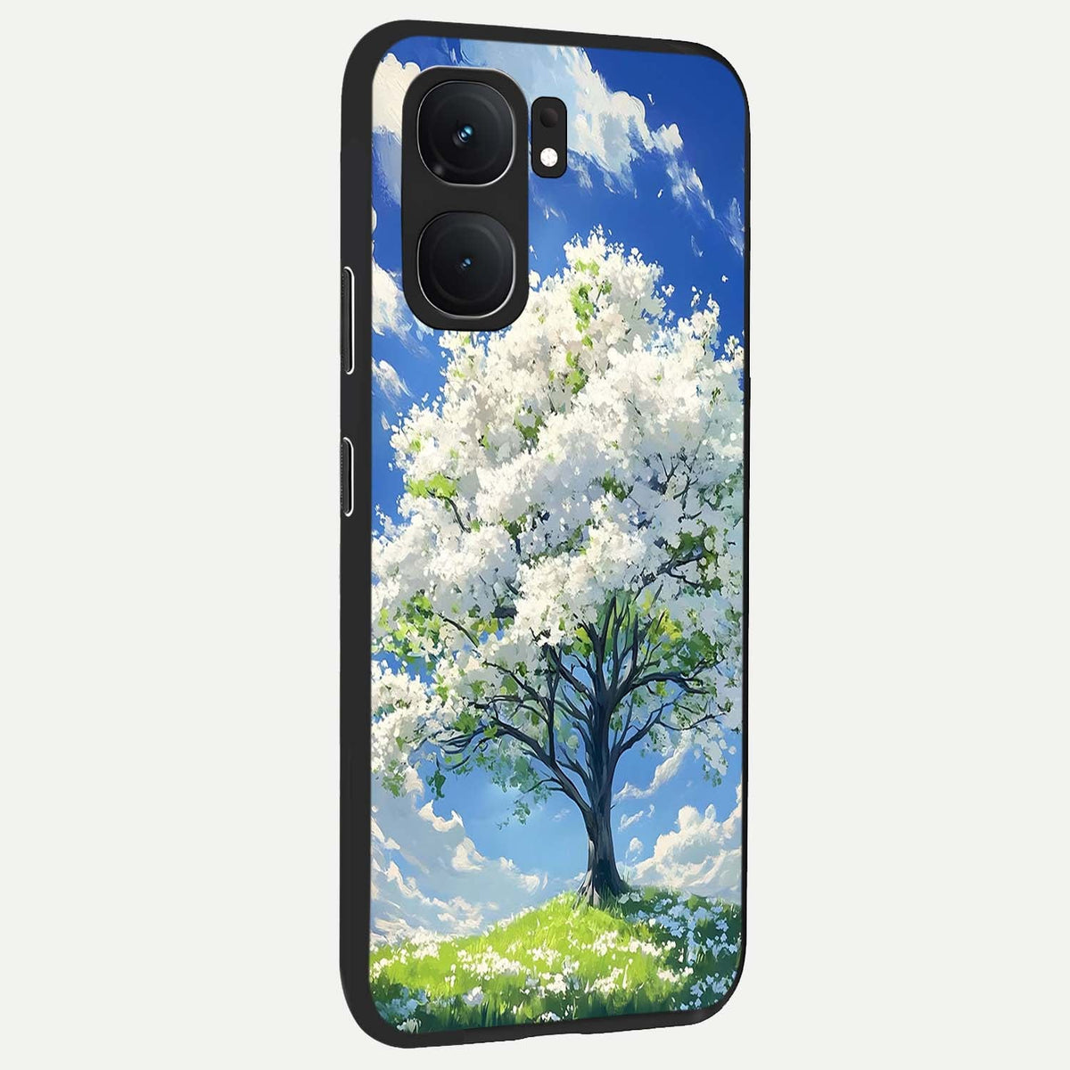 Blossom Sky Serenity back cover For iQOO Neo 9 Pro slim fit glass case with vibrant aesthetic design