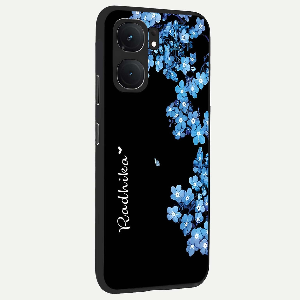Blue Petal Dream Custom Name back cover For iQOO Neo 9 Pro slim fit glass case with vibrant aesthetic design