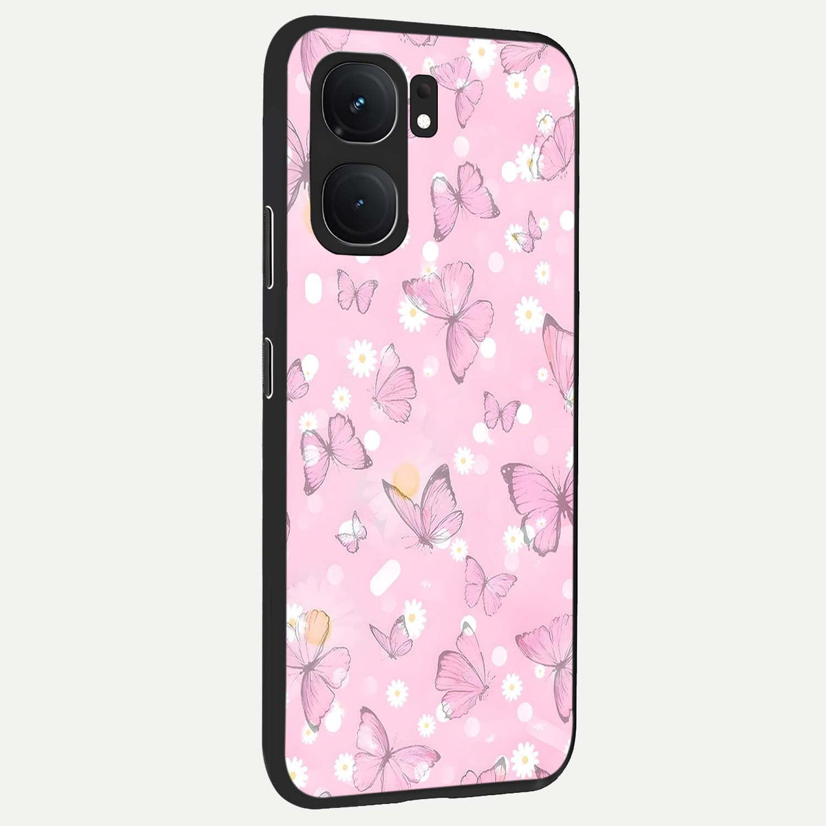 Blush Butterfly Garden back cover For iQOO Neo 9 Pro slim fit glass case with vibrant aesthetic design