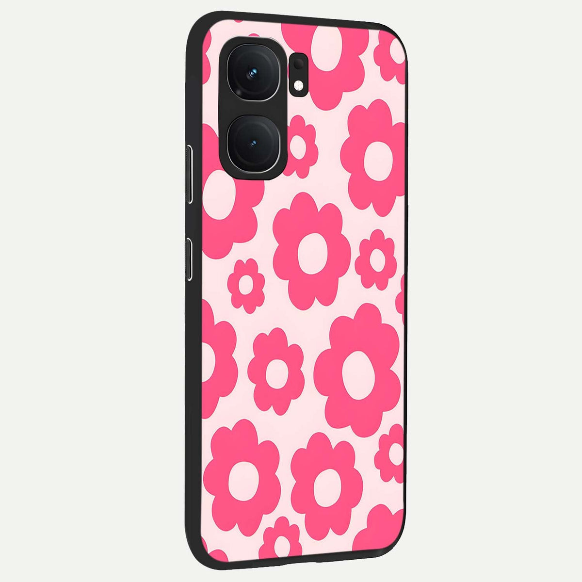 Blush Flower Pop back cover For iQOO Neo 9 Pro slim fit glass case with vibrant aesthetic design