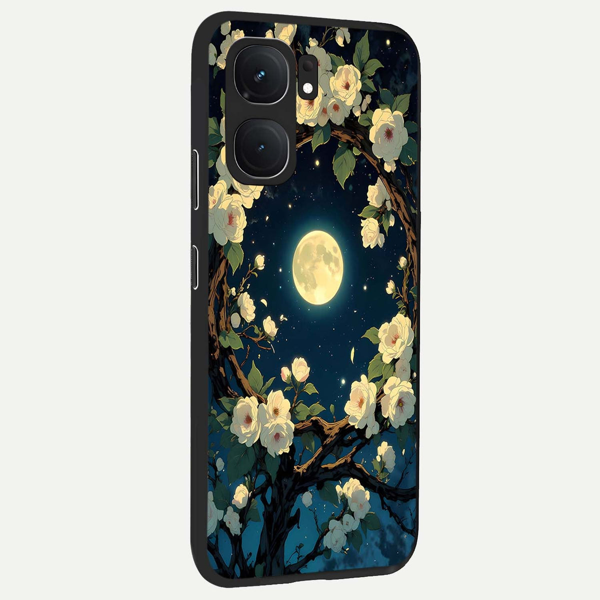 Celestial Moon And Flower back cover For iQOO Neo 9 Pro slim fit glass case with vibrant aesthetic design