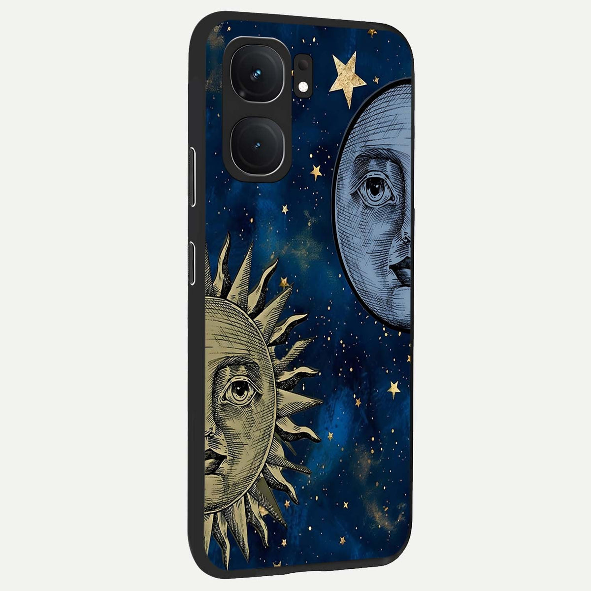 Celestial Moon With Sun back cover For iQOO Neo 9 Pro slim fit glass case with vibrant aesthetic design