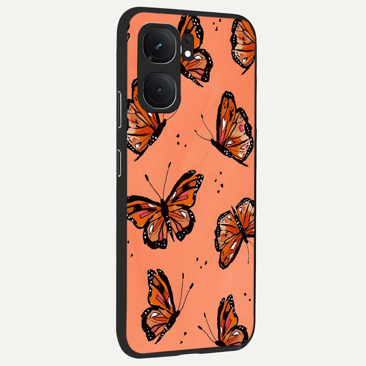 Coral Wing Butterfly back cover For iQOO Neo 9 Pro slim fit glass case with vibrant aesthetic design