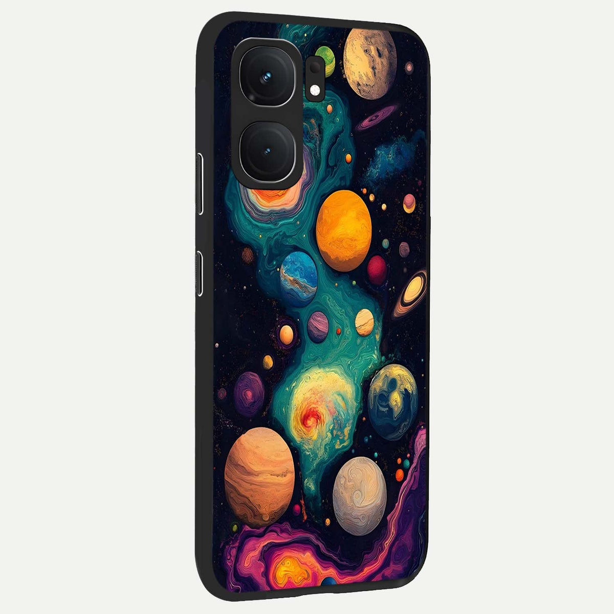 Cosmic Planet Journey back cover For iQOO Neo 9 Pro slim fit glass case with vibrant aesthetic design