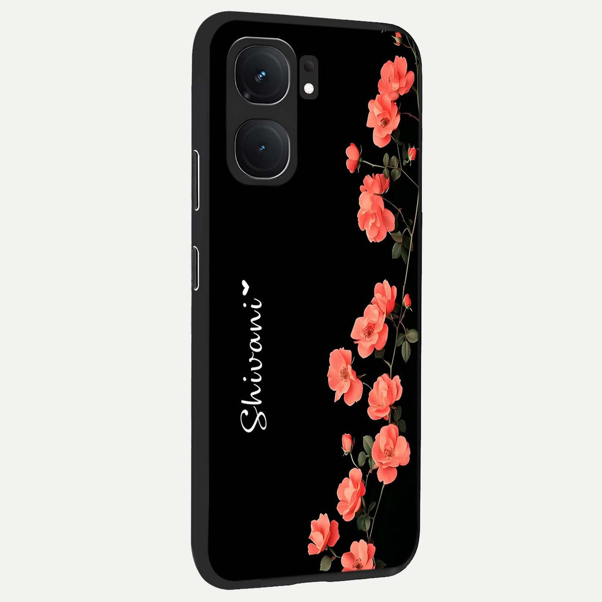 Crimson Bloom Grace Custom Name back cover For iQOO Neo 9 Pro slim fit glass case with vibrant aesthetic design