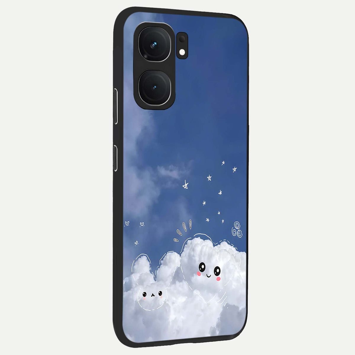 Cute Blossom Cloud back cover For iQOO Neo 9 Pro slim fit glass case with vibrant aesthetic design