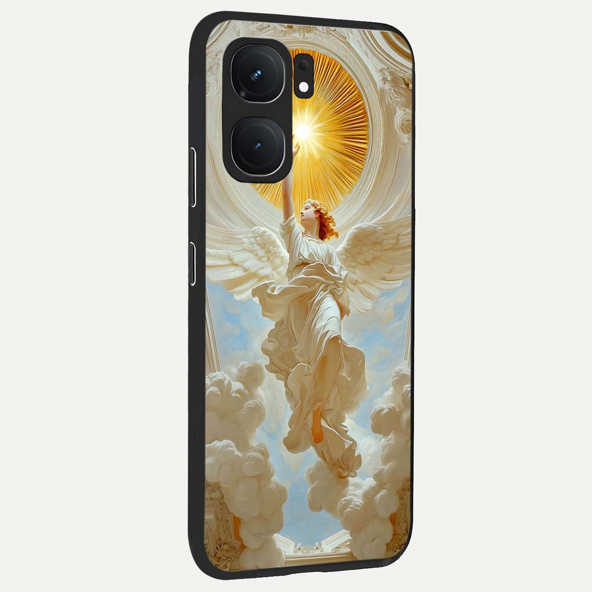 Divine Light Angel back cover For iQOO Neo 9 Pro slim fit glass case with vibrant aesthetic design