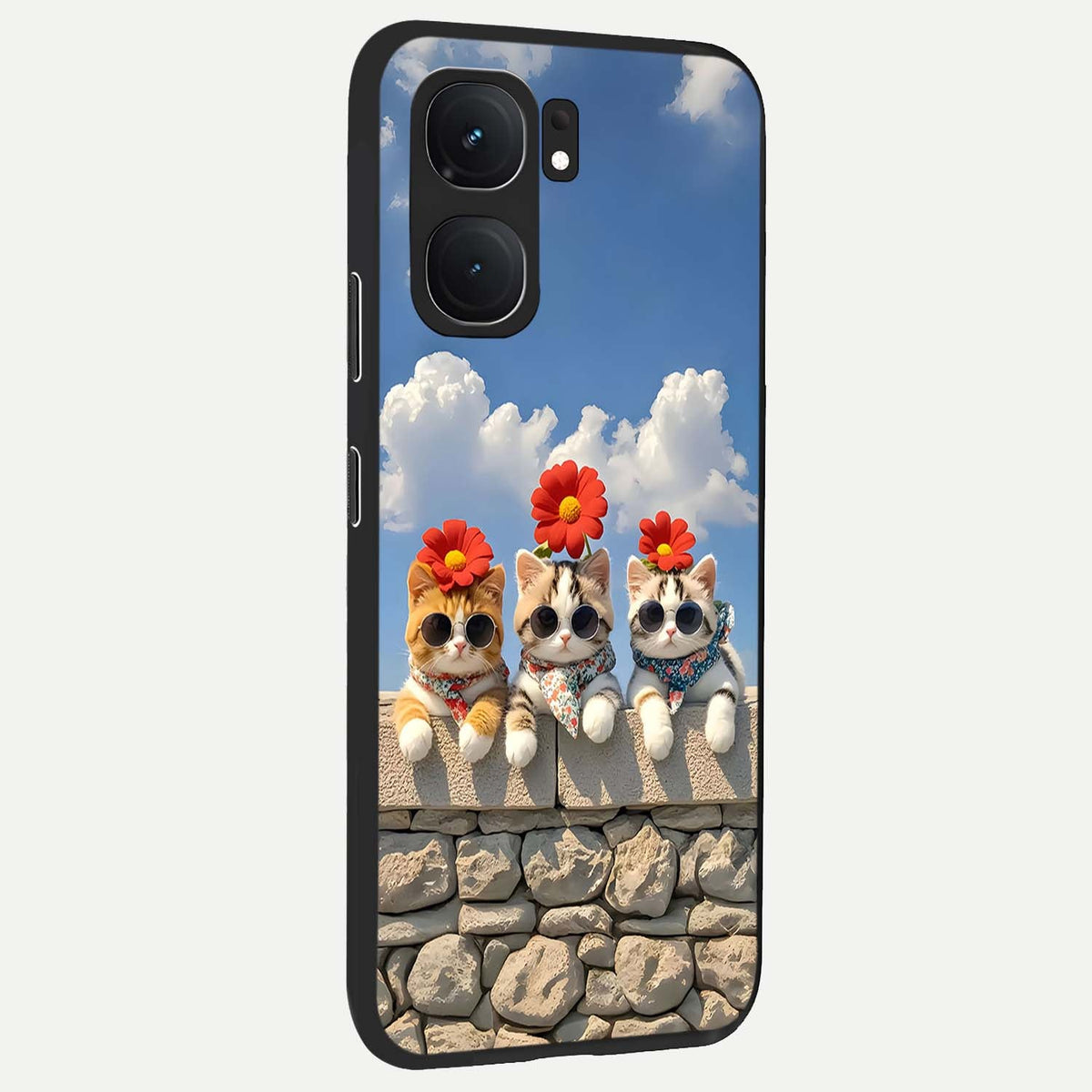 Floral Kitty Squad back cover For iQOO Neo 9 Pro slim fit glass case with vibrant aesthetic design