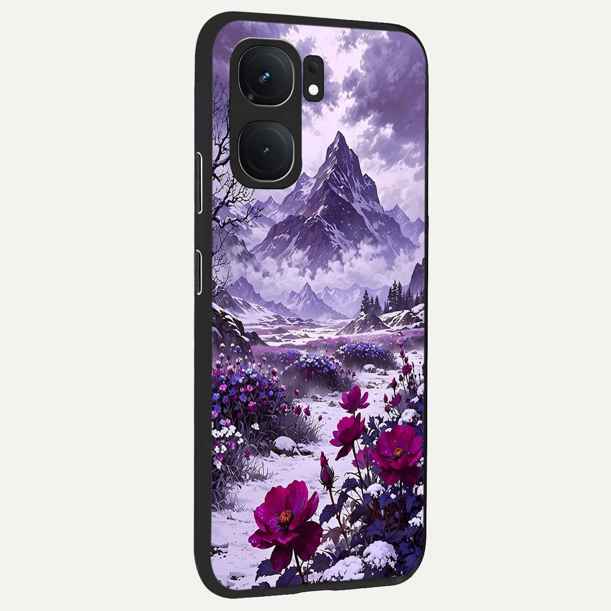 Flower Mountain View back cover For iQOO Neo 9 Pro slim fit glass case with vibrant aesthetic design