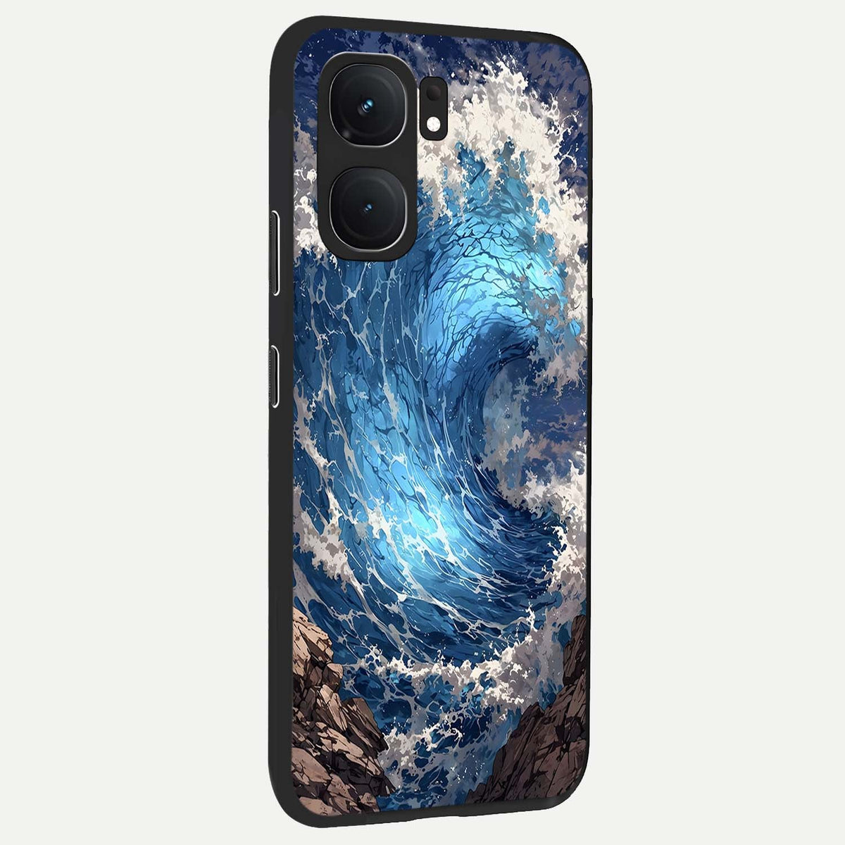 Giant Ocean Wave back cover For iQOO Neo 9 Pro slim fit glass case with vibrant aesthetic design
