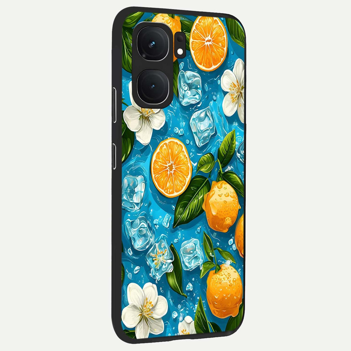 Ice Cube With Orange back cover For iQOO Neo 9 Pro slim fit glass case with vibrant aesthetic design