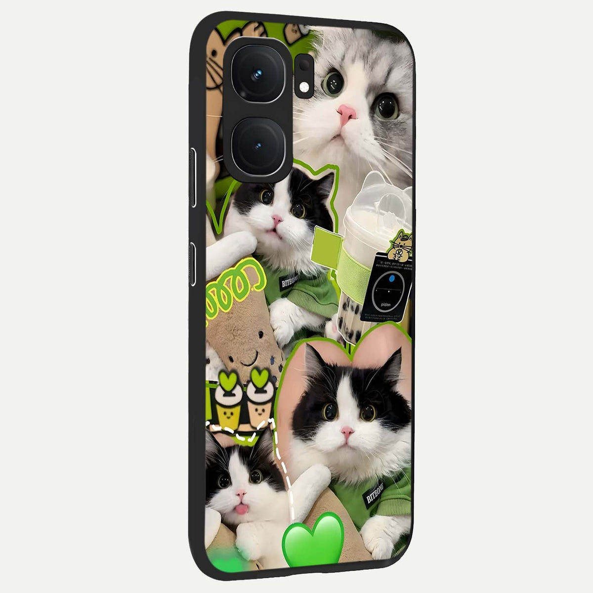 Matcha Cats Mood back cover For iQOO Neo 9 Pro slim fit glass case with vibrant aesthetic design