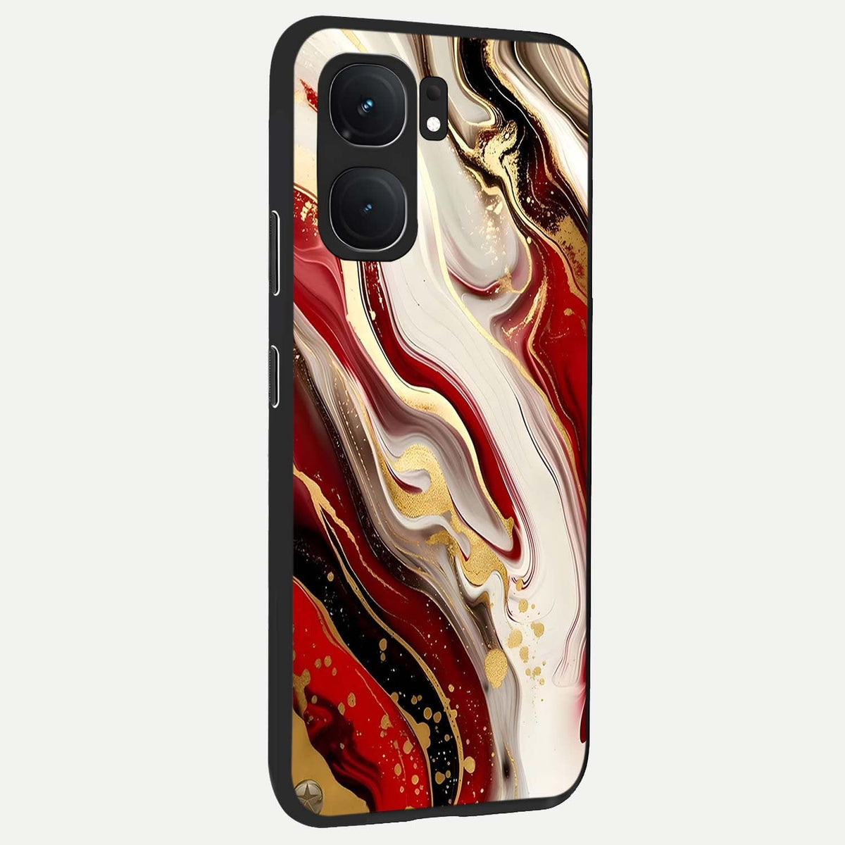 Red And White Marble back cover For iQOO Neo 9 Pro slim fit glass case with vibrant aesthetic design